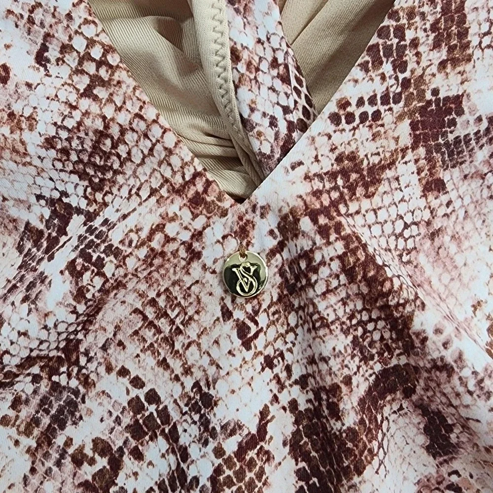 Victoria's Secret Swimsuit Women S Brown Sexy Snake Print Plunge Twist One Piece - Picture 3 of 10